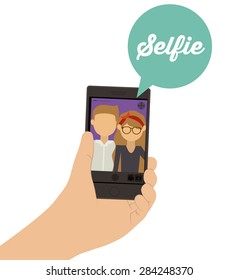 Selfie design over white background, vector illustration