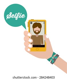 Selfie design over white background, vector illustration