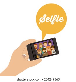 Selfie design over white background, vector illustration