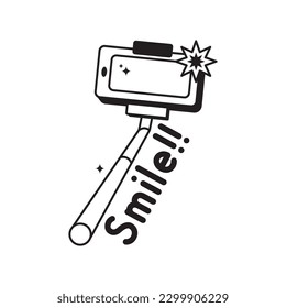 selfie doodle vector outline icon. EPS 10 file