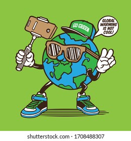 Selfie Earth Global Warming Character Design