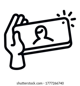 Selfie flash icon. Outline selfie flash vector icon for web design isolated on white background