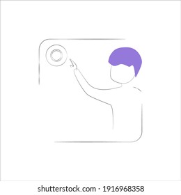 Selfie flat line icon. Vector illustration. Abstract image