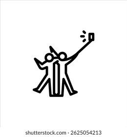 selfie with friend outline icon. figure selfie line art illustration.