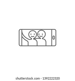 Selfie, friends, smartphone icon. Element of friendship icon. Thin line icon for website design and development, app development. Premium icon