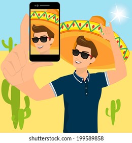 Selfie of funny guy wearing a sombrero.