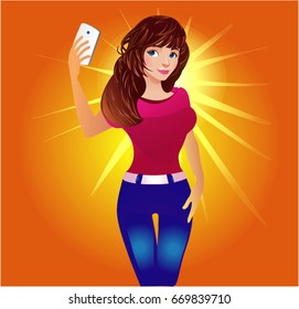 Selfie gerl cartoon