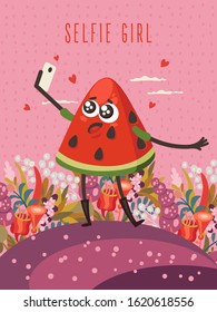 Selfie girl as a cute watermelon