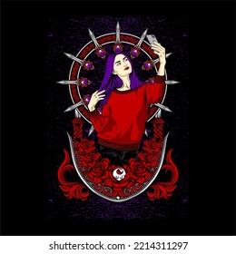 selfie girl illustration for t shirt design