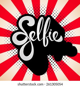 Selfie graffiti speech retro background.