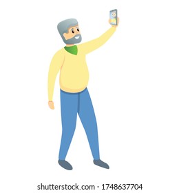 Selfie grandfather icon. Cartoon of selfie grandfather vector icon for web design isolated on white background