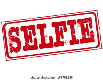 selfie grunge stamp with on vector illustration