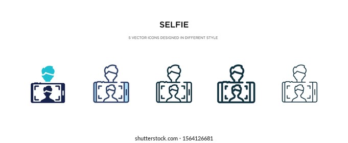 selfie icon in different style vector illustration. two colored and black selfie vector icons designed in filled, outline, line and stroke style can be used for web, mobile, ui