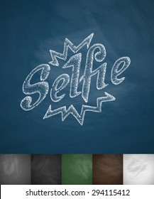 selfie icon. Hand drawn vector illustration. Chalkboard Design