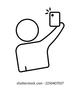 Icono de selfie. Icono de gente con teléfono móvil. icono relacionado con el estilo de vida. estilo de icono de línea. Diseño de vector simple editable