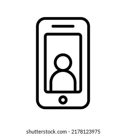 Selfie Icon. Line Art Style Design Isolated On White Background