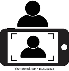 Selfie-Symbol auf weißem Hintergrund. Flachstil. Telefon-Foto-Symbol für Ihre Website-Design, Logo, App, UI. Selfie-Symbol. selbstbestimmtes Design.