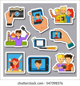 Selfie icon set