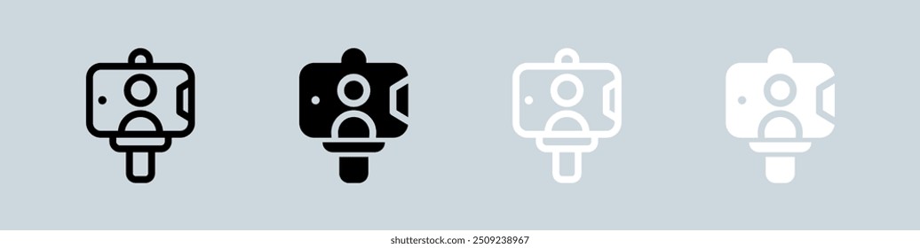 Selfie icon set in black and white. Photo signs vector illustration.