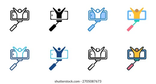 Conjunto de iconos de selfie colección de estilos múltiples 
