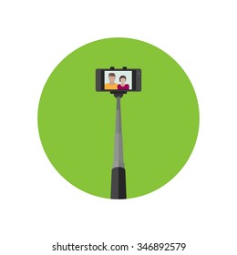 Selfie icon. Simple vector illustration of monopod for selfie