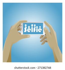 Selfie Icon with smart phone. Vector illustration for posters, banners and web design