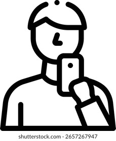 ícone selfie. Design De Estilo Linear Fino Isolado Em Plano De Fundo Branco