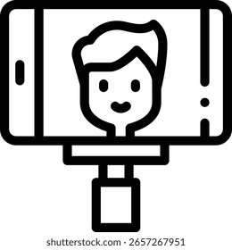 ícone selfie. Design De Estilo Linear Fino Isolado Em Plano De Fundo Branco