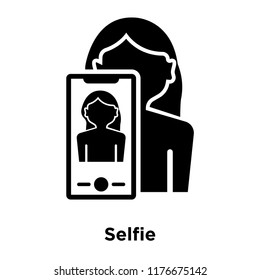 Selfie icon vector isolated on white background, logo concept of Selfie sign on transparent background, filled black symbol