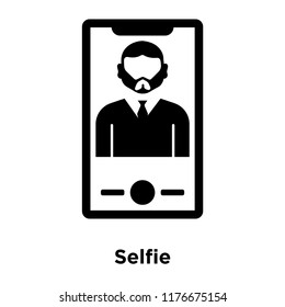 Selfie icon vector isolated on white background, logo concept of Selfie sign on transparent background, filled black symbol