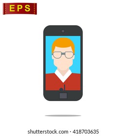 selfie icon, vector selfi icon, isolated smart phone icon
