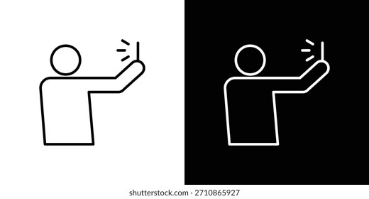 Iconos de selfie. iconos de vector de dibujo de línea