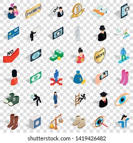 Selfie icons set. Isometric style of 36 selfie vector icons for web for any design