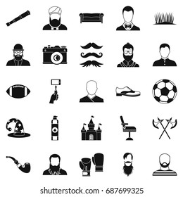 Selfie icons set. Simple set of 25 selfie vector icons for web isolated on white background