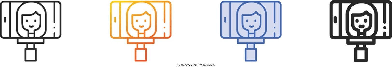 selfie icon.Thin Linear, Gradient, Blue Stroke and bold Style Design Isolated On White Background