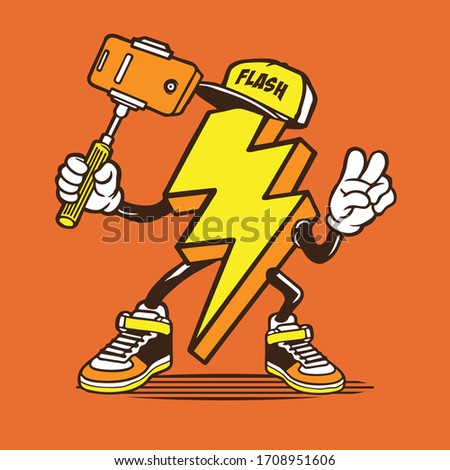 Selfie Lighting Bolt Character Design
