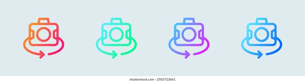 Selfie line icon in gradient colors. Photo signs vector illustration.