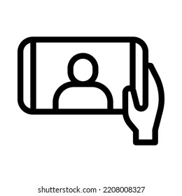 selfie line icon illustration vector graphic