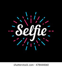 Selfie Logo Design Template. Vector Color Illustration. Label Print Text Isolated On White Background