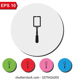 Selfie monopod stick flat round colorful vector icon.