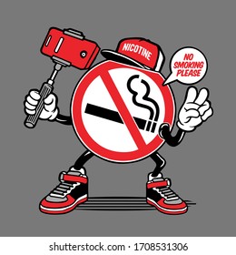 Selfie No Smoking Sign Character Design