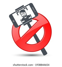 Selfie not allowed - prohibitory sign with stick selfie and smartphone