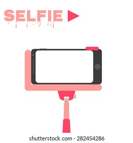 Selfie on smartphone using mono pod.
