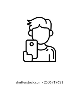 Icono de contorno de selfie, Ilustración vectorial