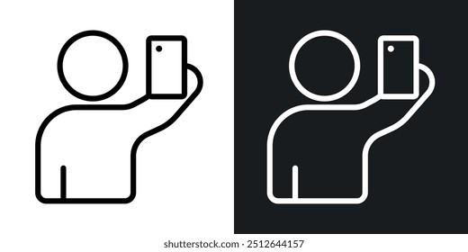 Selfie umrissene Symbol-Vektorsammlung.