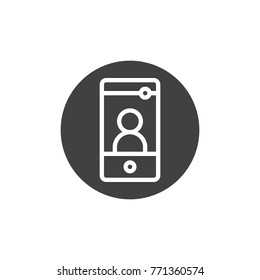 Selfie photography technology with smartphone icon vector, filled flat sign, solid pictogram isolated on white. Symbol, logo illustration.