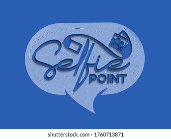Selfie Point Calligraphic flat line Style Text Vector illustration Design.