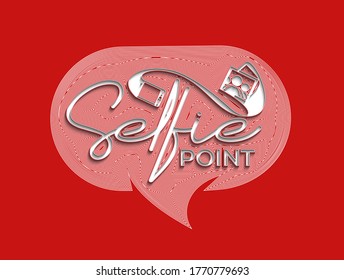 Selfie Point Calligraphic flat line Style Text Vector illustration Design.