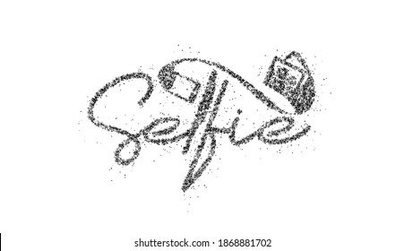 Selfie Point Calligraphic flat line Style Text Vector illustration Design.