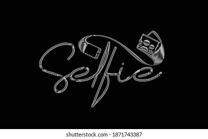 Selfie Point Calligraphic flat line Style Text Vector illustration Design.